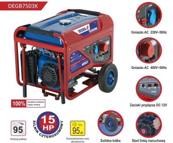 Dedra DEGB7503K 6500 W 3-vaiheinen generaattori