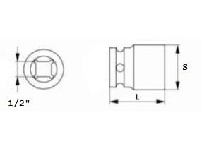 Jonnesway 1/2" 12mm pitkä kuusiokolo (S03AD4112)