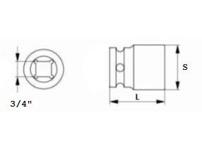 JONNESWAY SLAGSTØTTE LANG 3/4" 36mm CR-MO