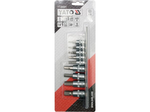 Yato kuusiokantaiset hylsyt 1/4" 3/8" H2-H12 9kpl (YT-04401)