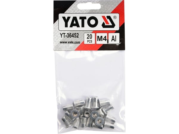 Yato aluminiums naglemuttere M4, 20 stk (YT-36452)