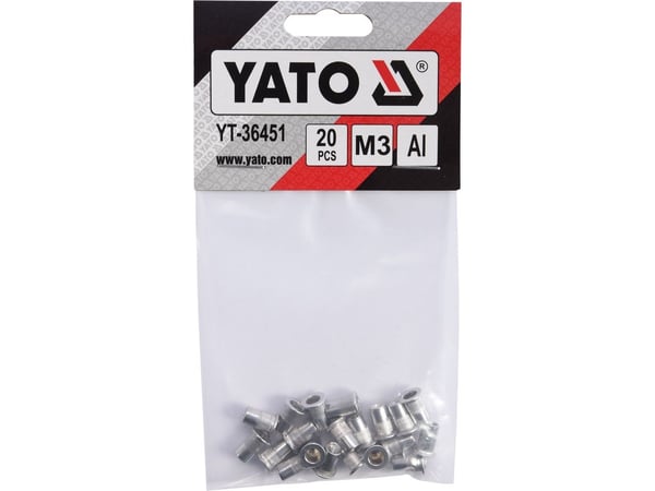 Yato gløde-/tettebor? aluminiumsnagler M3 20 stk (YT-36451)