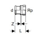 GEBERIT Overgang rustfri 35-11/4 muffe / muffe mapress