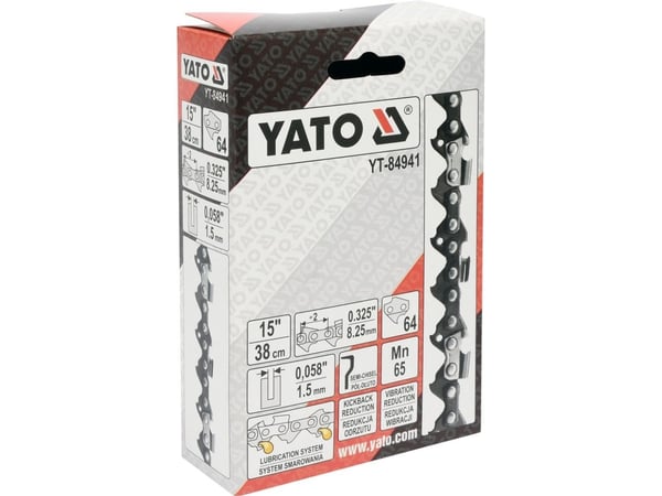Yato YT-84941, Alle merker, Semi-meisel, 8,25 mm, 38 cm, 1,5 mm, Dolmar: 109, 110, 111, 112, 113, 114, 115i, 116, ES1800, PS460, PS4600, PS4605, PS...