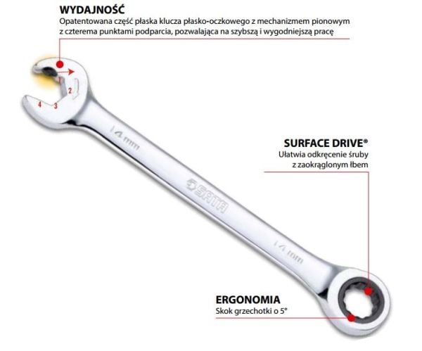 SATA skiftenøkkel skralle dobbel 12 mm (43205)
