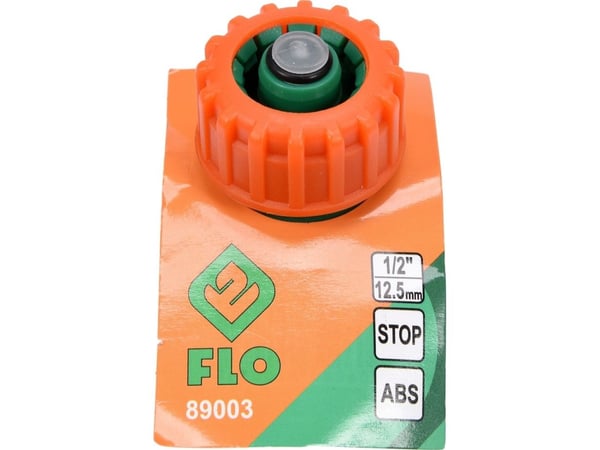 FLO 1/2" Puutarhaletkuliitin, jossa on STOP-toiminto BOX-30kpl.