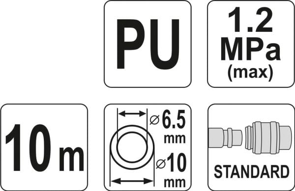 YATO spiralslange 5,5 mm x 8 mm x 15 m PU med hurtigkoblinger