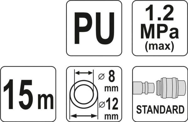 Yato YT-24209, 12 bar, Sininen, 15 m, 1,2 cm, 1,32 kg