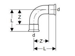 Bøjning cug 90gr 28mm mf/mf t/gas