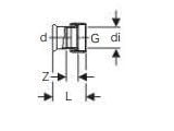 Geb. Mapress FZ overg 22x1 - Geberit Mapress FZ overg.stk m/omløber d22mm G1