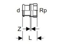Overg.Mf Rustf 22mm-3/4 - M/indv.Gev MA-Press. Kun M-bakker