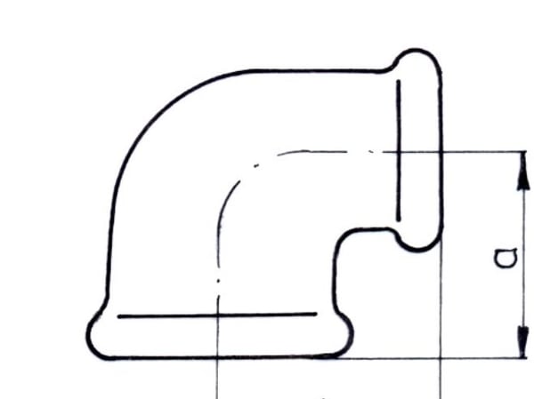 Zawiercie støperi 90° reduserende kne A1 1 x 1/2" galvanisert