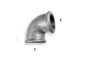 Zawiercie støperi 90° reduksjonsbend A1 1 x 3/4" galvanisert