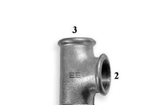 Odlewnia Zawiercie T-rør reduksjon 5/4 x 1/2 x 5/4" galvanisert
