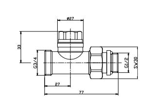 Rød dekorativ tilbakeslagsventil 1/2 x 3/4" rett hvit (90381598708)