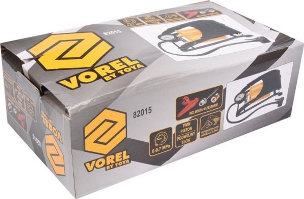 Vorel dobbel fotpumpe med manometer 0,7 MPa + dobbel topp + endestykker (82015)
