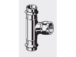 VIEGA SANPRESS tee 18mm x½" af rødgods, med SC-Contur med indvendig gevind
