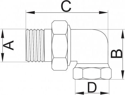 Hydroland Messinkinen kulmaruuvi O-renkaalla DN25 (SR.K25)