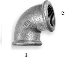 Zawiercie støperi innsnevringskne 90° 5/4 x 1/2" galvanisert