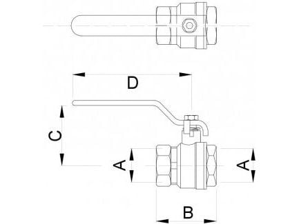 Hydroland kuleventil med hendel og tilkobling 5/2" (ZKWD-65)