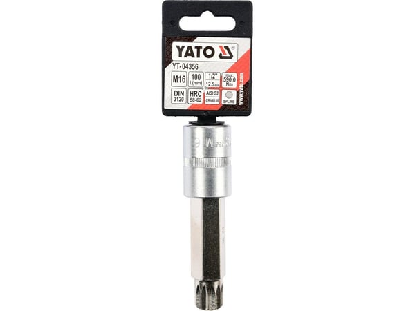 Yato 1/2" Spline Shank Socket M16 x 100 mm lang (YT-04356)