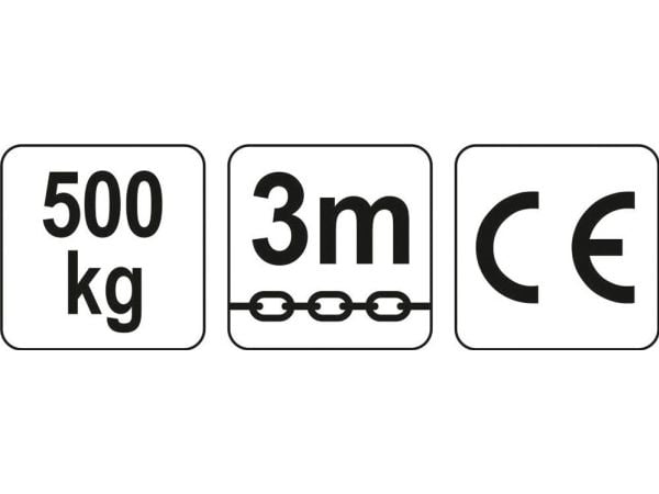 Yato YT-58950, Kedjehiss, 500 kg, 3 m, Röd, 8,5 kg