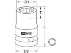 KS Tools 515.0969, Kraftpipe, 1 hoder, 3/8", Krom-molybden, 9 mm, 32 mm