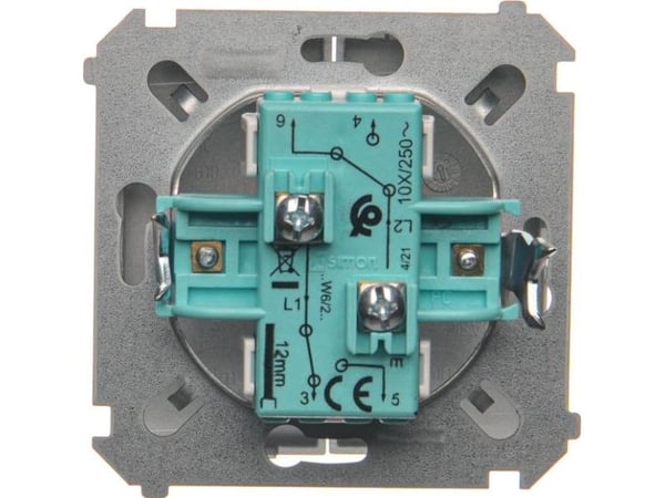 Kontakt-Simon BMW6/2.01/43, Muovi, Hopea, IP20, IP44, 230 V, 10 A, 75 mm