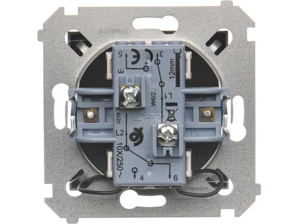 Kontakt-Simon DW6/2L.01/48, Anthracit, Plast, IP20, IP44, 250 V, 10 A, 75 mm