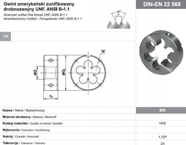 Gjengeverktøy UNF No10-32 DIN-22568 (2A) HSS 800 - N1-121001-4210