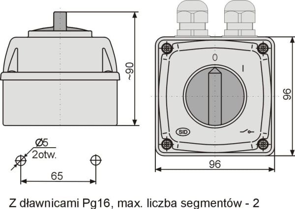 Elektromet nokkakytkin 0-1 3P 25A IP44 kaari E25-13 kotelossa (952511)