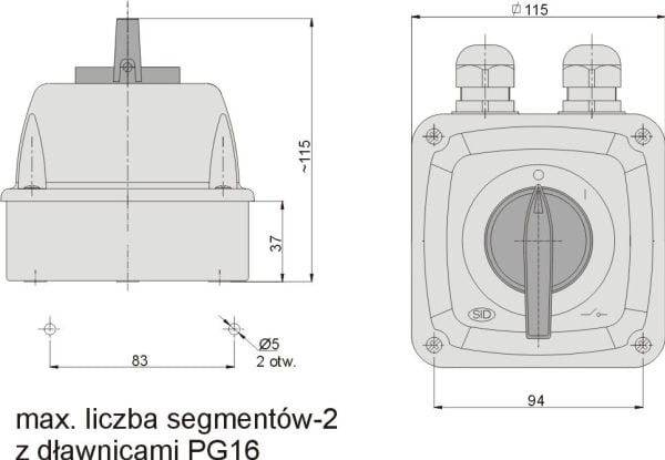 Elektromet nokkakytkin 0-I 3P 40A IP65-kotelossa kaari 40-13 (924006)