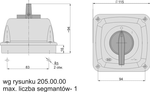 Elektromet Nokkakytkin 0-1 1P 16A IP44 Arc E16-53 kotelossa (951652)