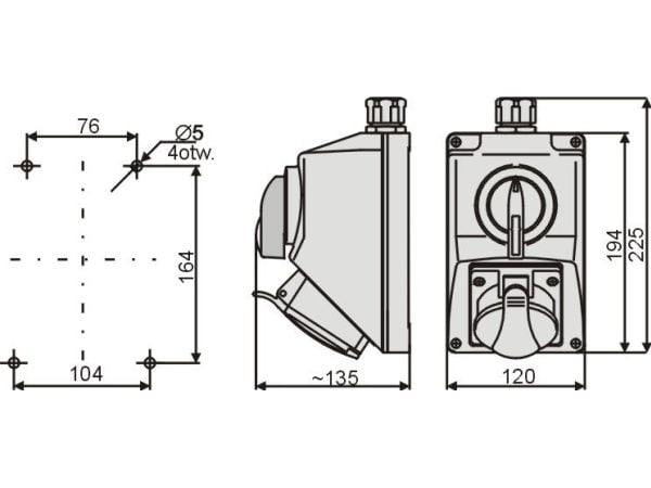 Elektromet installationssats med brytare L-O-P 1x16A 5P 400V (971609)