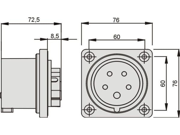 Suora pistoke 32A 3P+N+Z 400V punainen IP44 WTP 32 5 ilman tiivistettä 922035