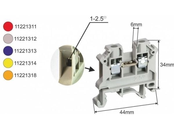 2-johtiminen 2.5mm2 harmaa kiskoliitin UUSI ZSG 1-2.5Ns 11221312