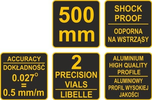 Vorel trapeslibelle 500 mm 2 libeller (16280)