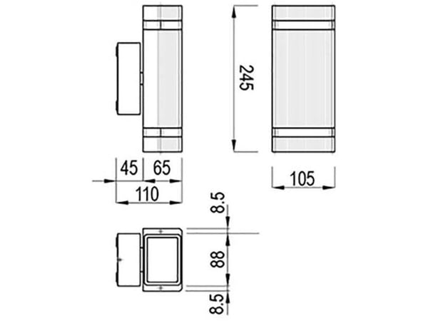 GTV Nessa vegglampe 2x50W (LD-NESSAGU10D-20)