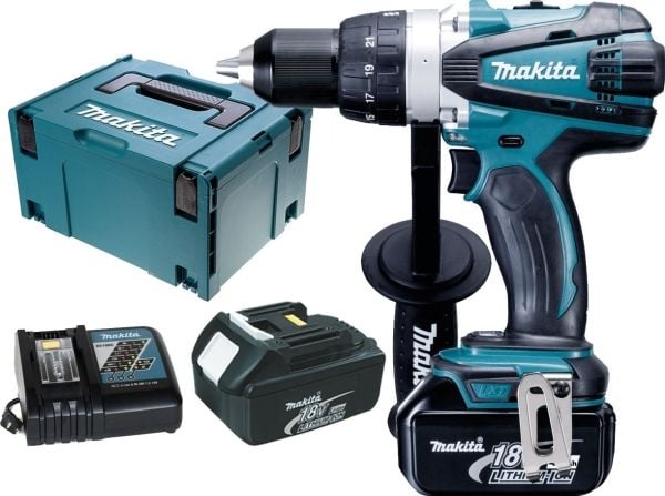 Makita DDF458RTJ - Porakone - akkuporakone - 2-nopeuksinen - avaimeton porapatruuna 13 mm - 91 N-m - 2 akkua - 18 V