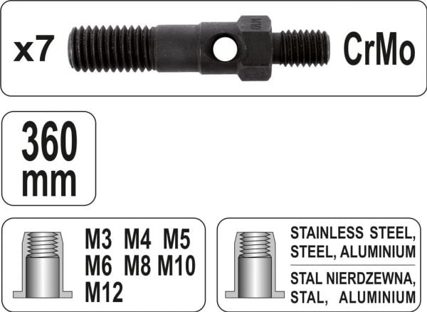 YATO RIVETER MUTTER M3-M12 YT-36127