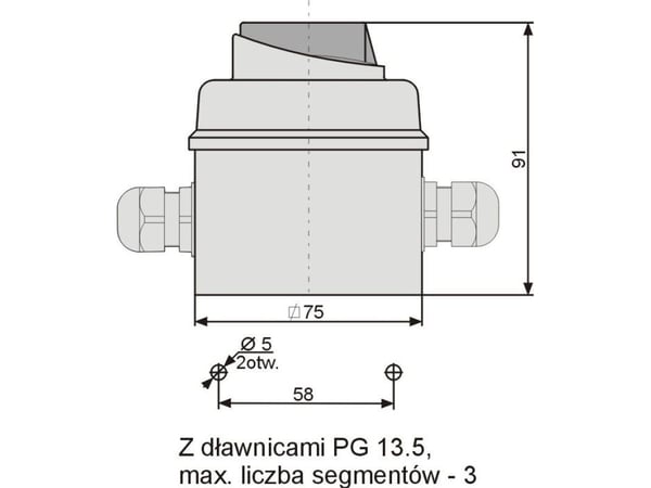 Elektromet nokkakytkin L-0-P 3P 12A IP65 kaari E12-43 kotelossa (921243)