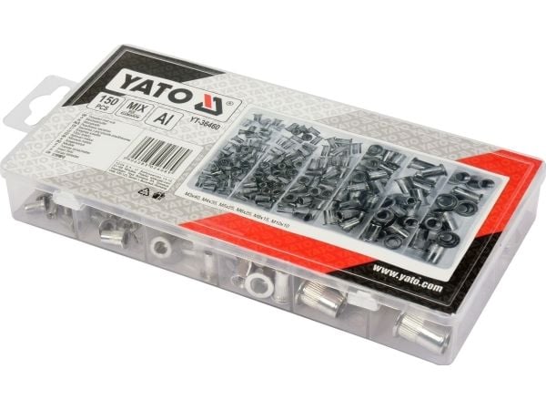 YATO aluminium gjengegjengetap sett, 150 deler M3-M10