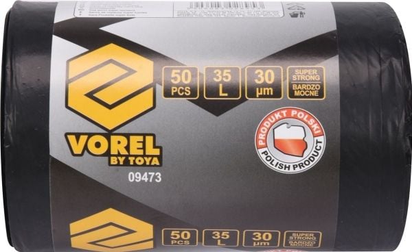 VOREL supersterke avfallsposer 35 l 30µm / 50 stk.