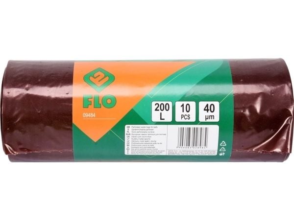 Flo perforerte avfallsposer 200L for løv og lett hageavfall 10 stk. (09484)