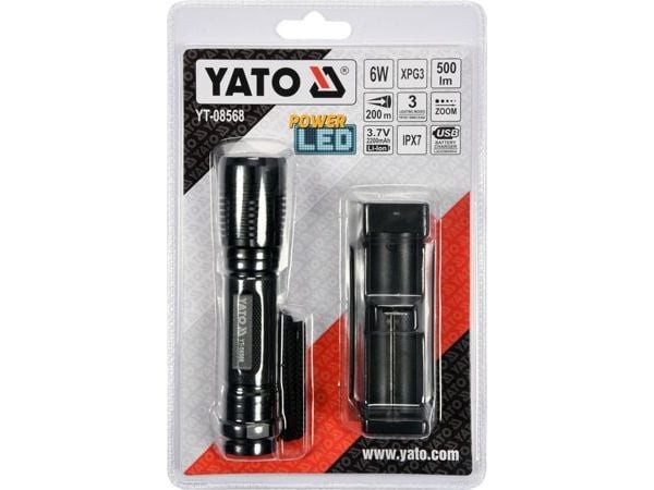 YATO METALLINEN TASKULAMPPU, JOSSA ON CREE LADATTAVA LEDI
