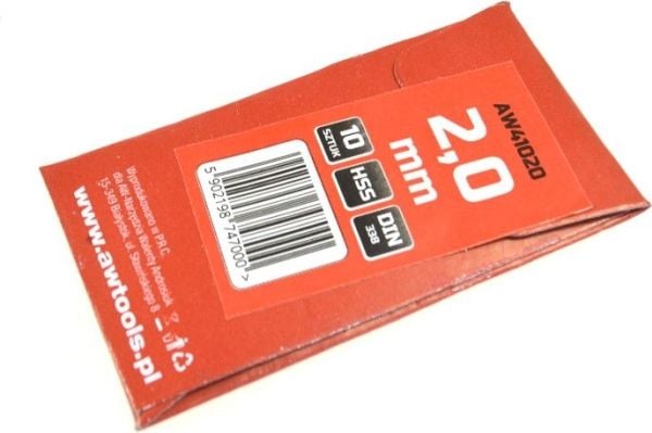 Metal drill bit AWTools HSS cylindrical 2mm 10pcs. (AW41020)