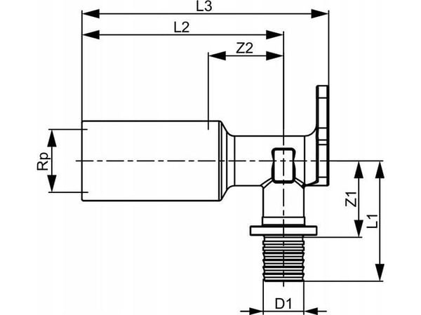 TECEflex veggkne langt 16x1/2" GW [10/20] (768502)