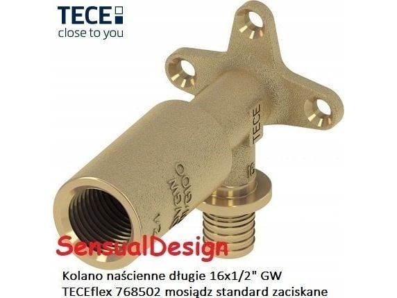 TECEflex veggkne langt 16x1/2" GW [10/20] (768502)