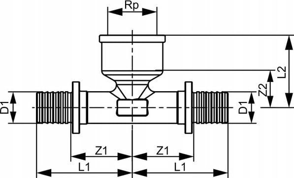 TECE T-stykke i messing GW 25 mm x 3/4" x 25 mm (769525)