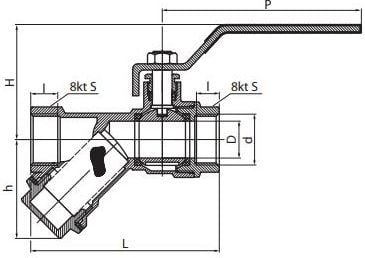 Perfexim Vesipalloventtiili WW DN25 suodattimella raskas tyyppi PHA-006 G1 WW PN30 DN25 (01-006-0250-000)